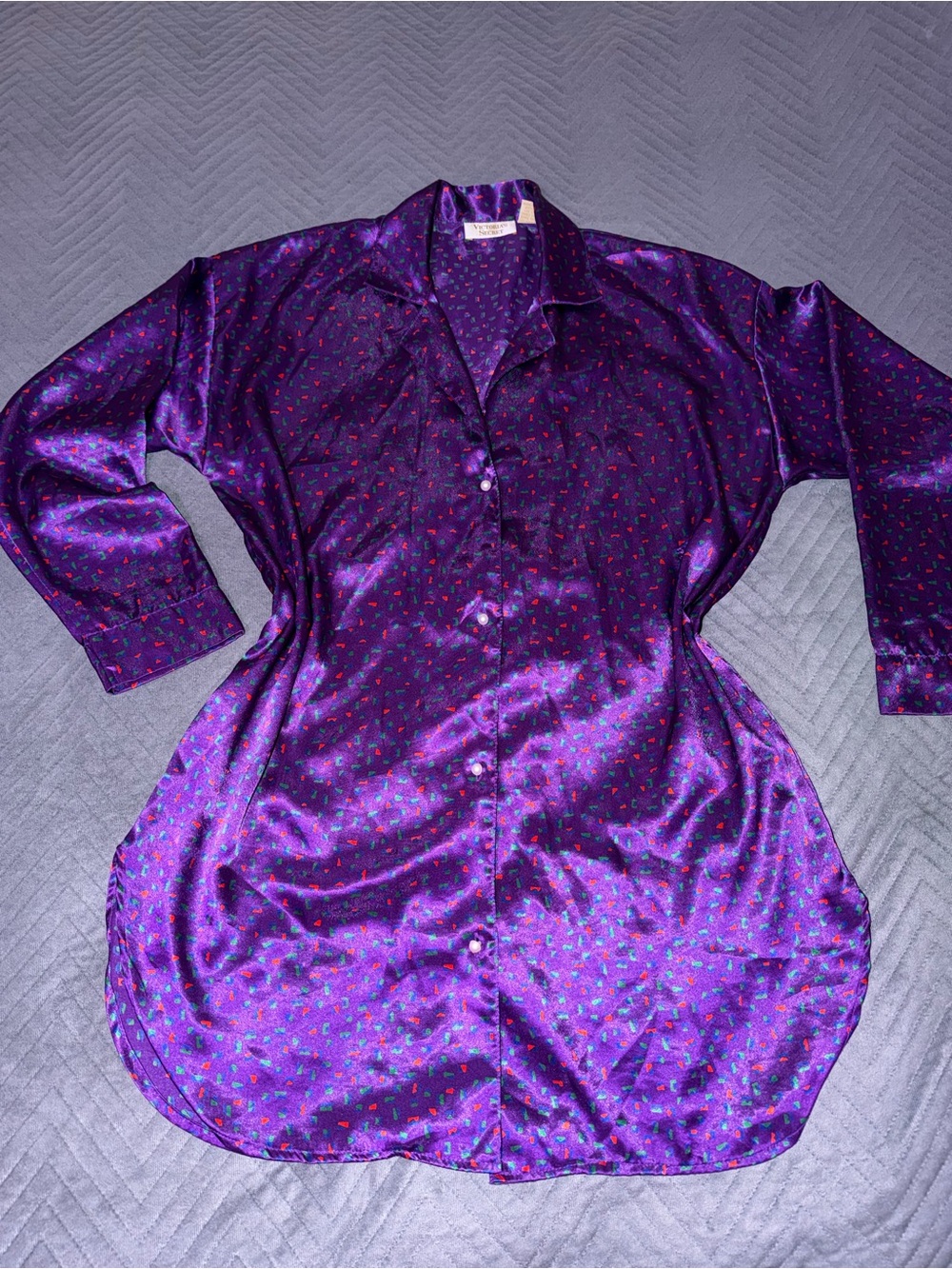 Vintage Victoria’s Secret Purple Satin Sleepshirt Nightshirt Women's Size P/S